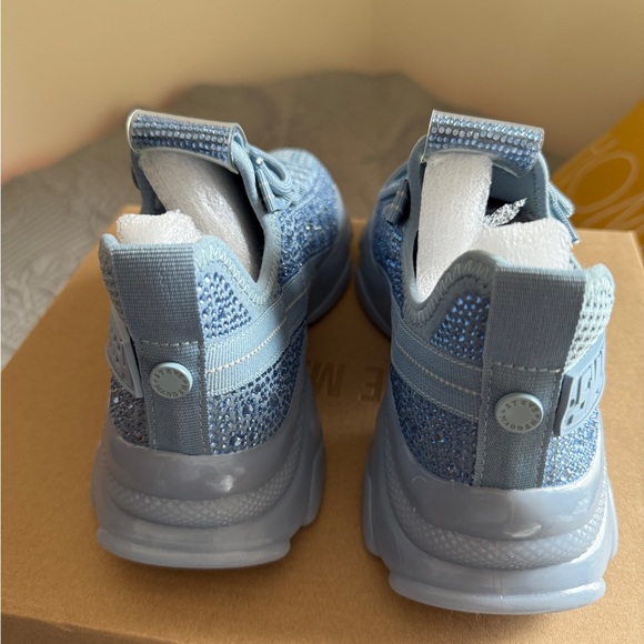 Light Blue Knit Sneakers with Rhinestone Detail - Picture 4 of 6